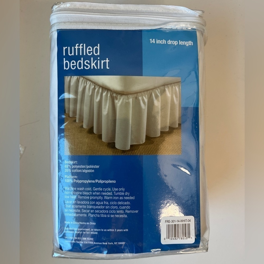 King Size White Ruffled Bedskirt